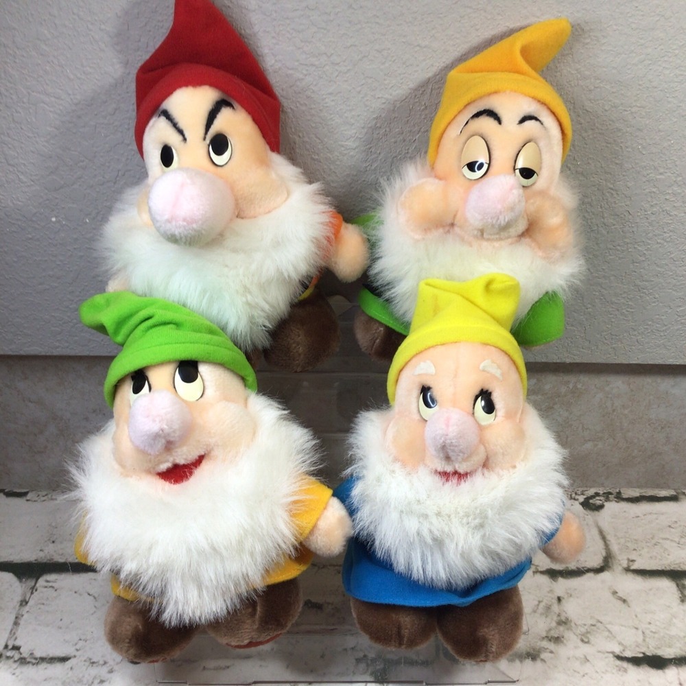 Disneyland Walt Disney World Snow White Dwarfs Plush Stuffed‎ Animal Lot of 4